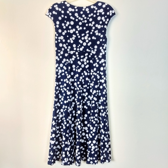 Glamour Fit-And-Flare Blue Polka Dot Dress - Picture 5 of 6